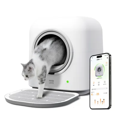 猫用自動掃除トイレPro｜自動・遠隔スマホ操作・IOS/Android対応・飛び散り防止・自動脱臭・取り外し可能・大容量・日本語説明書