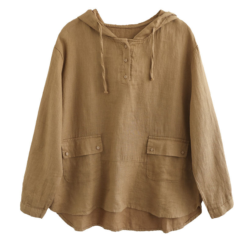 パーカー｜文芸復古・秋冬・綿麻・長袖・ルーズ・フード付き・Tシャツ|undefined