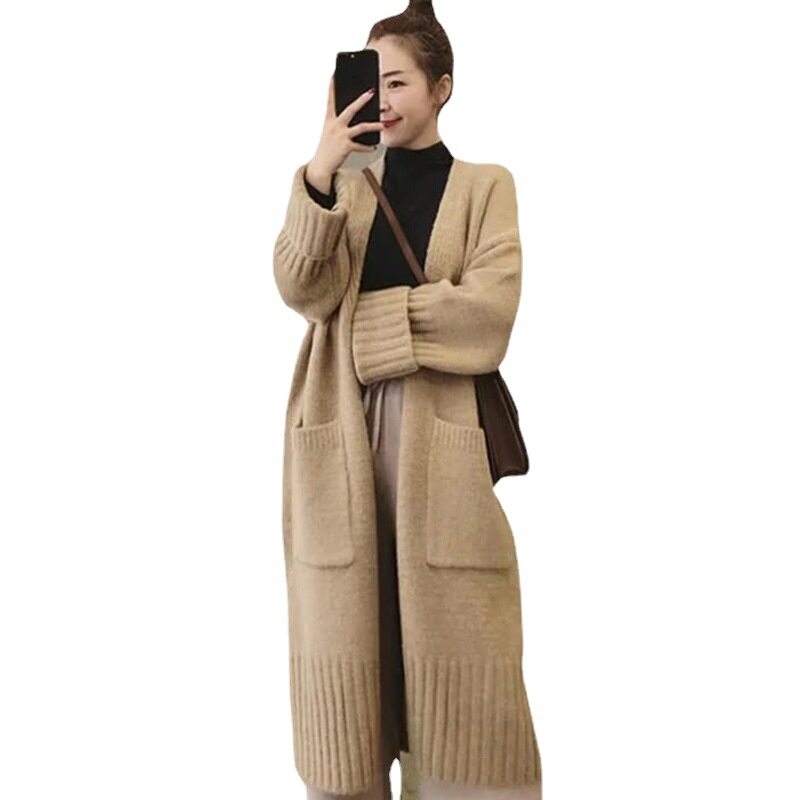 カーディガン｜韓国風・秋冬・ニット・ミディアムロング・ルーズ・レディース|undefined