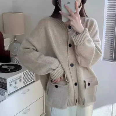 カーディガン｜韓国風・アカデミック・デザイン感・秋冬・ニット・ルーズ・リラックス・セーター・アウター