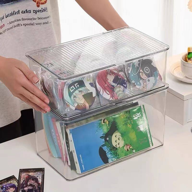 【推し活してる】缶バッジ収納ボックス｜アクリル収納ケース・卓上・透明・蓋付き・小物入れ・トレカ収納・カード収納・缶バッジディスプレイ用|undefined
