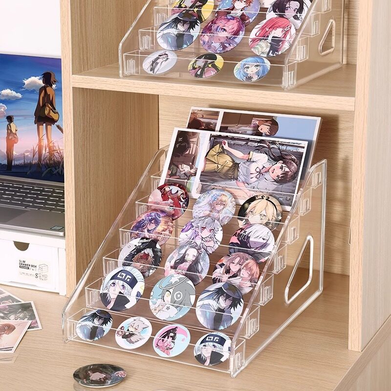 【推し活してる】缶バッジ収納ラック｜アクリル収納ラック・卓上・透明・小物入れ・トレカ収納・色紙収納・缶バッジディスプレイ用|undefined