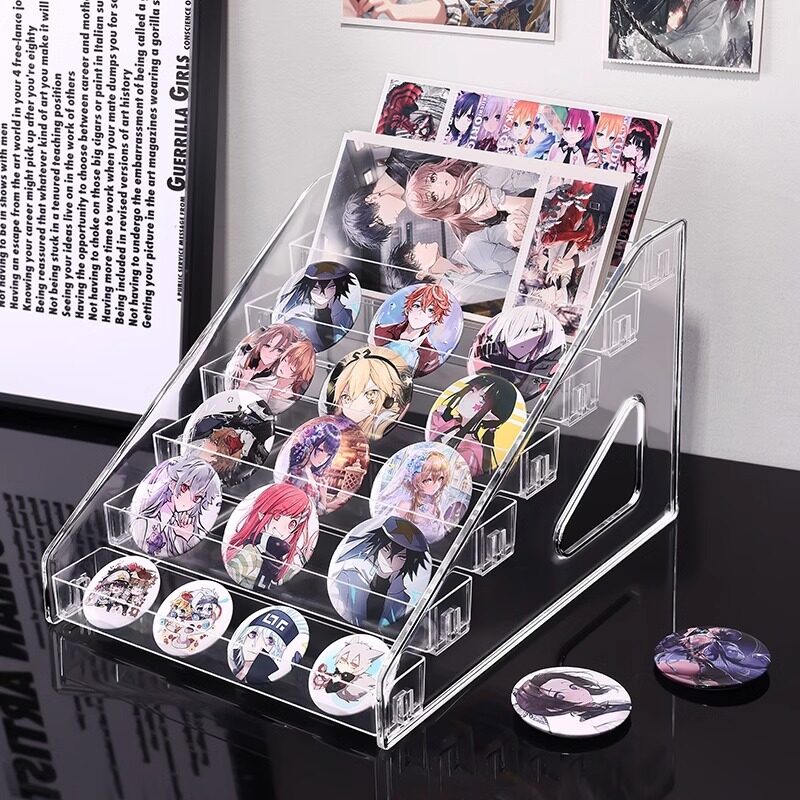 【推し活してる】缶バッジ収納ラック｜アクリル収納ラック・卓上・透明・小物入れ・トレカ収納・色紙収納・缶バッジディスプレイ用|undefined