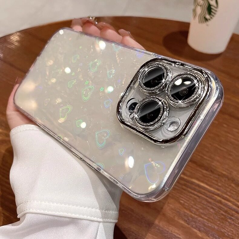 iPhone16スマホケース対応｜全包・レンズ・スマホケース・14ProMax・レーザー・ハート・シェル模様・13・ハード・16|undefined