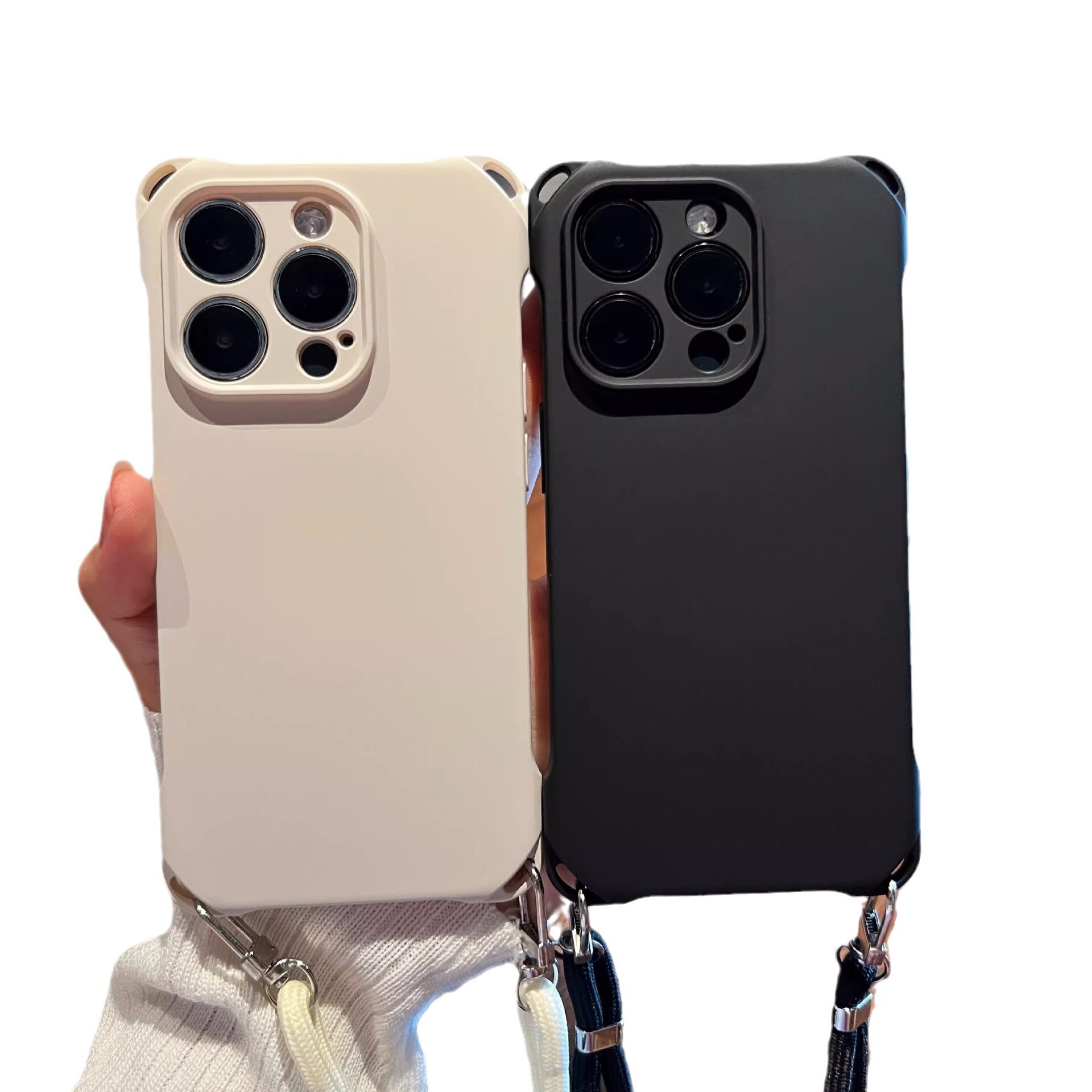 iPhone16スマホケース｜純色・液体・四角保護・衝撃吸収・スマホケース・斜め掛け・ストラップ付き・シンプルデザイン・おしゃれ|undefined