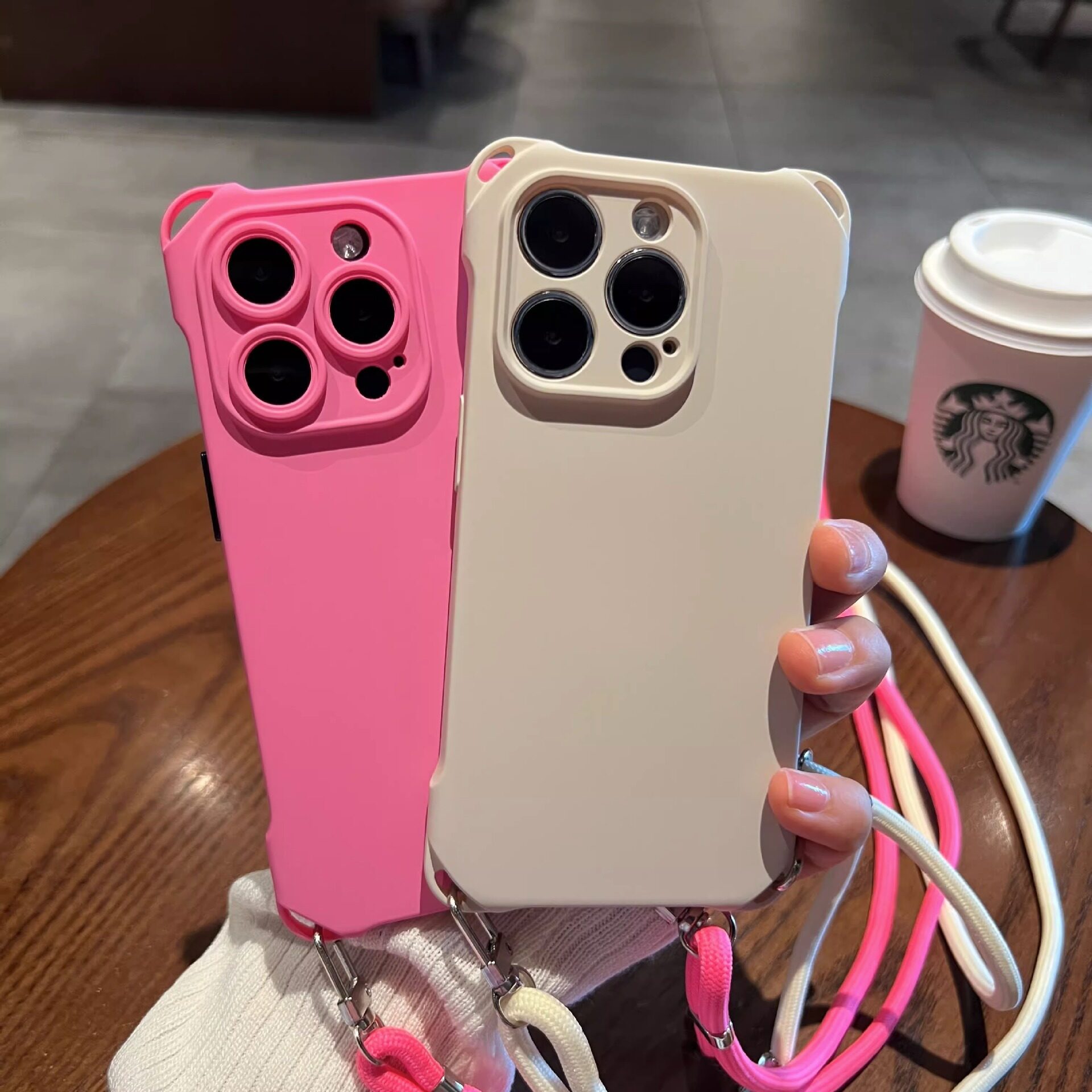 iPhone16スマホケース｜純色・液体・四角保護・衝撃吸収・スマホケース・斜め掛け・ストラップ付き・シンプルデザイン・おしゃれ|undefined