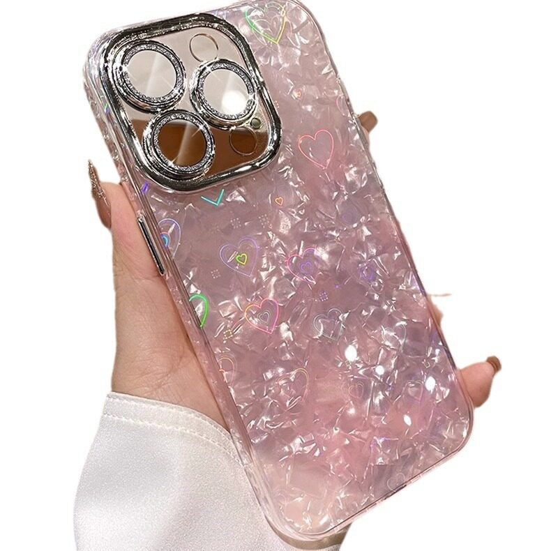 iPhone16スマホケース対応｜全包・レンズ・スマホケース・14ProMax・レーザー・ハート・シェル模様・13・ハード・16|undefined