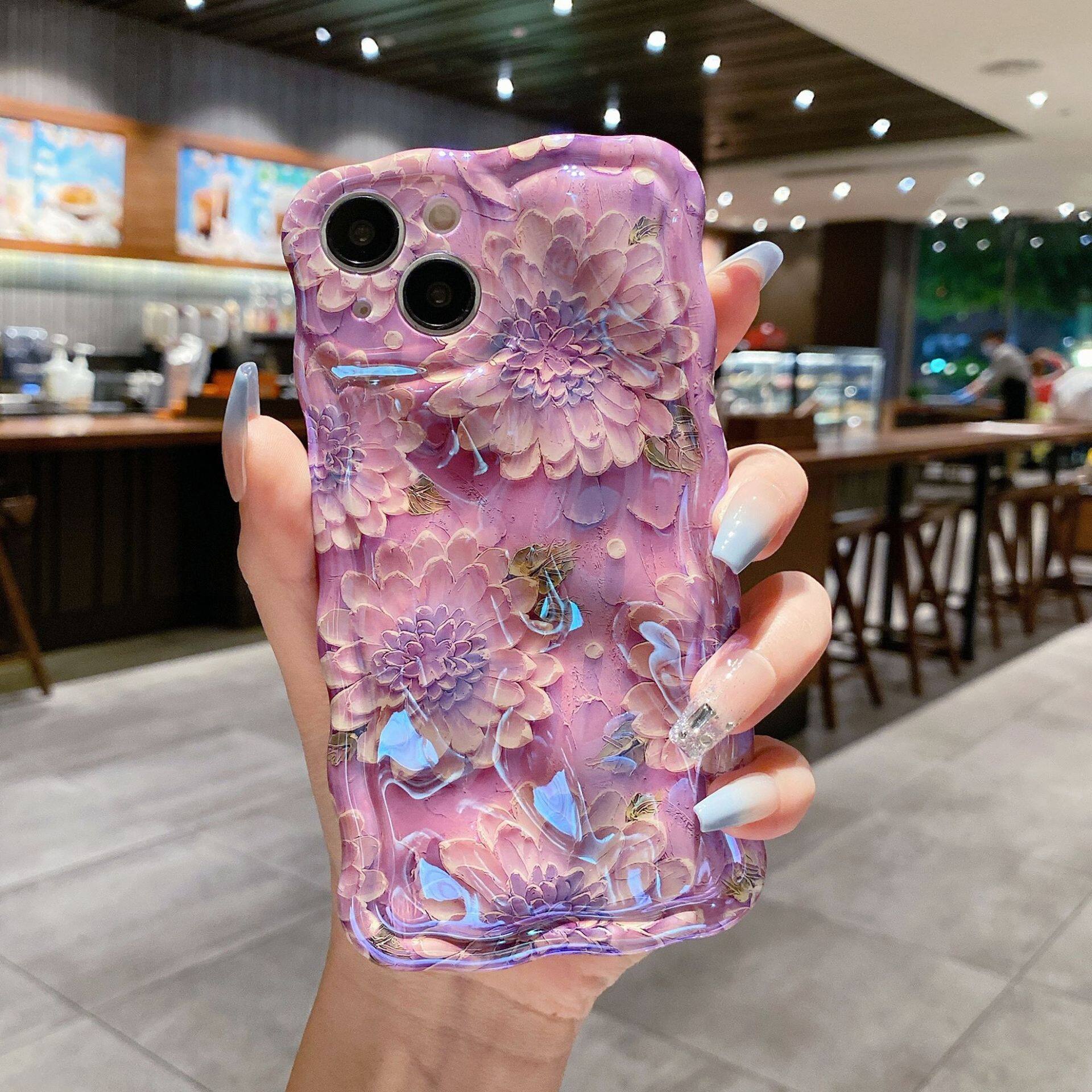 iPhone16スマホケース｜ブルーライトカット・油絵・花柄・スマホケース・iPhone15ProMax・14Pro・13・12用|undefined