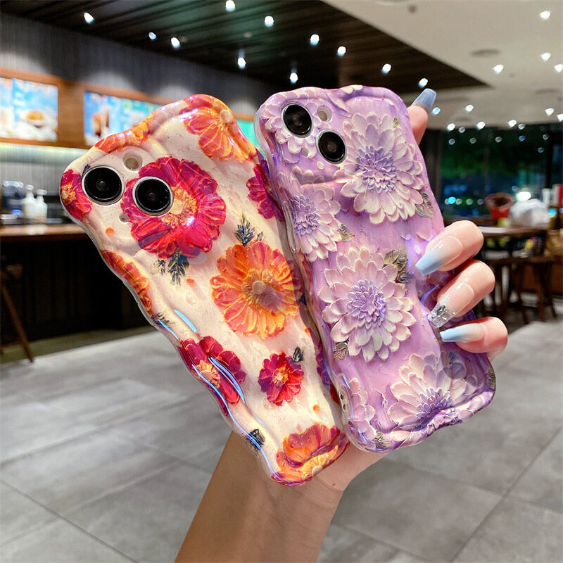 iPhone16スマホケース｜ブルーライトカット・油絵・花柄・スマホケース・iPhone15ProMax・14Pro・13・12用|undefined