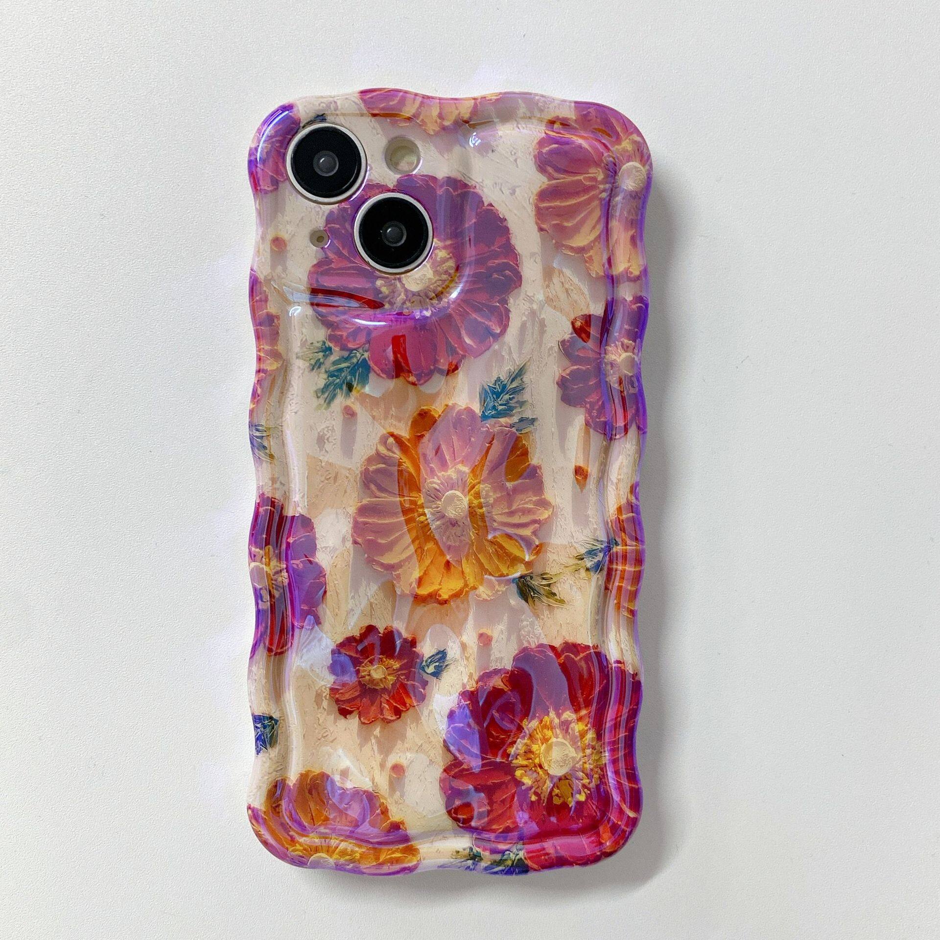 iPhone16スマホケース｜ブルーライトカット・油絵・花柄・スマホケース・iPhone15ProMax・14Pro・13・12用|undefined