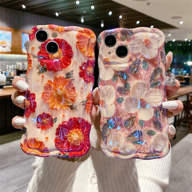 iPhone16スマホケース｜ブルーライトカット・油絵・花柄・スマホケース・iPhone15ProMax・14Pro・13・12用|undefined