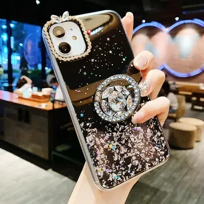 TechGenius スマホケース｜iPhone15対応・ラメ・星柄・14ProMax・保護カバー・リング付き