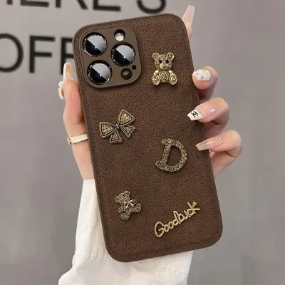 iPhone15スマホケース｜新作・レザー風・レトロ・クマ・iPhone13用・保護ケース・iPhone14 Pro Max用