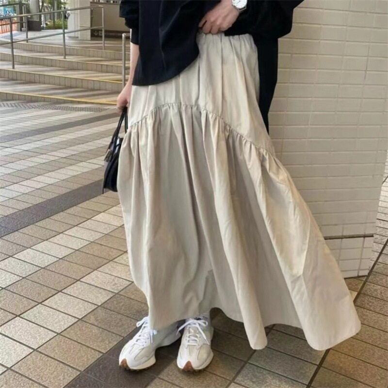 スカート｜デザイン感・レトロ・ハイウエスト・マーメイド・大フレア・ロング・無地|undefined