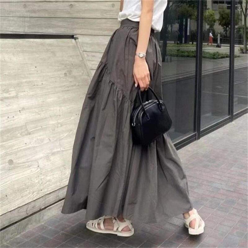 スカート｜デザイン感・レトロ・ハイウエスト・マーメイド・大フレア・ロング・無地|undefined