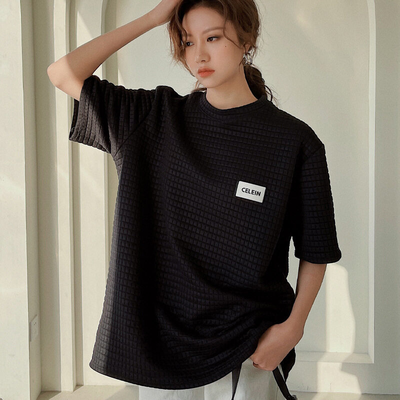 Tシャツ ｜ 白・ルーズ・夏・ワッフル・カジュアル・トレンド・半袖|undefined