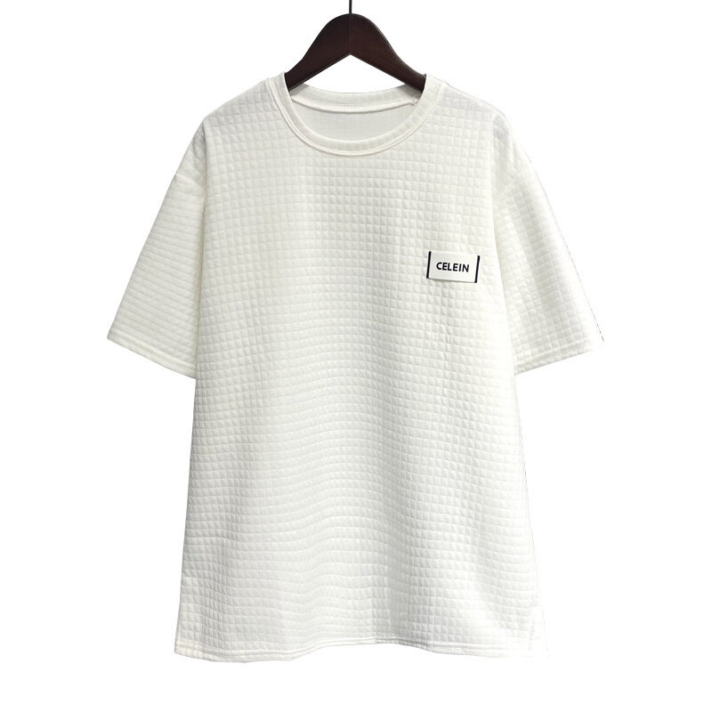 Tシャツ ｜ 白・ルーズ・夏・ワッフル・カジュアル・トレンド・半袖|undefined
