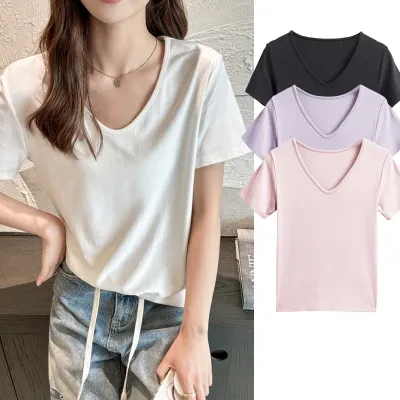 Tシャツ ｜ ゆったり・Vネック・夏・大きいサイズ・お腹カバー・カジュアル