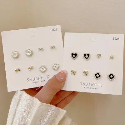 YOOYOOTOWN ピアスセット ｜ 新作・シルバーニードル・クラシック・精巧・小さなピアスセット・韓国風・花柄・トレンド・耳飾り