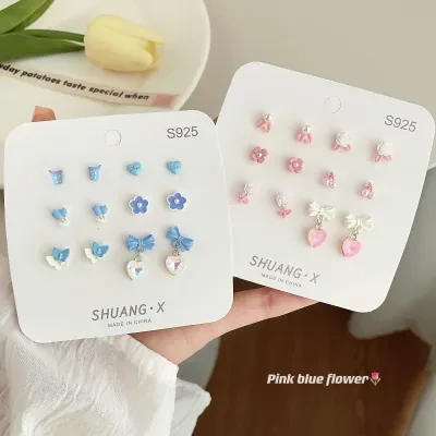 ピアスセット ｜ シルバーピアス・6点セット・小さくてかわいい・学生向け・森系・清新・甘い