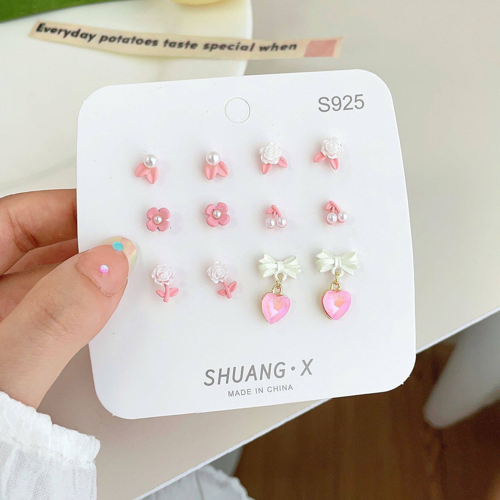 ピアスセット ｜ シルバーピアス・6点セット・小さくてかわいい・学生向け・森系・清新・甘い|undefined