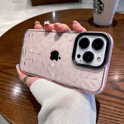 TechGenius iPhone16Pro Max対応スマホケース｜透明スマホケース・新型・14・15・保護カバー・防落下・ダイヤモンド模様・ラグジュアリー