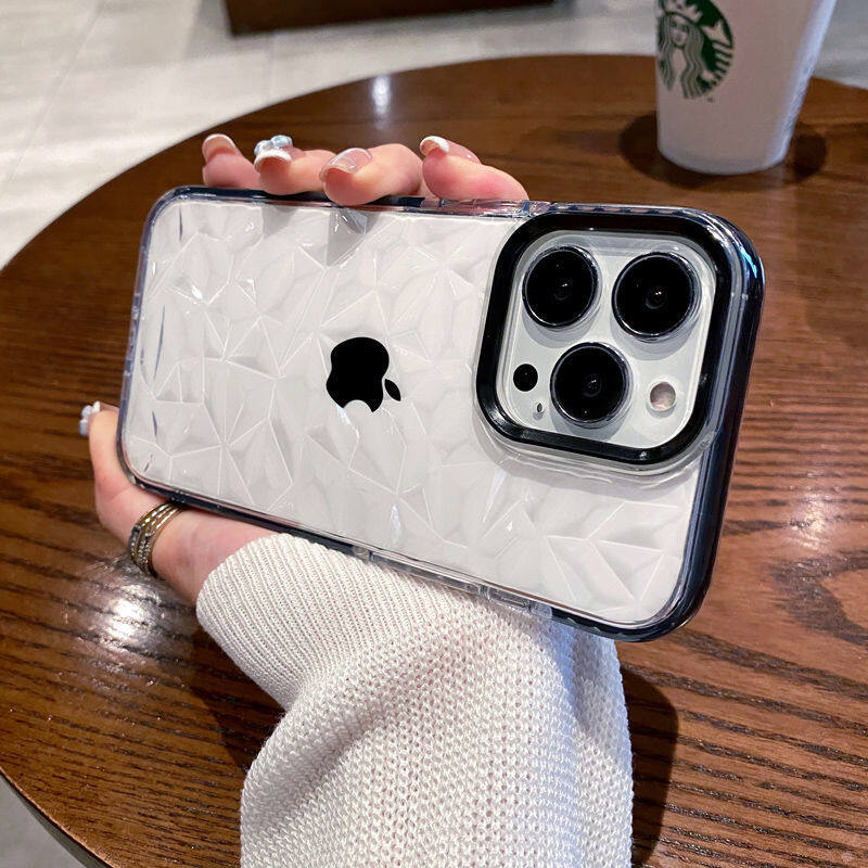 iPhone16Pro Max対応スマホケース｜透明スマホケース・新型・14・15・保護カバー・防落下・ダイヤモンド模様・ラグジュアリー|undefined