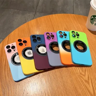 iPhone15対応スマホケース｜マグネット吸着・グラデーション・フルカバー・13・14・ProMax・保護ケース・マット・硬質