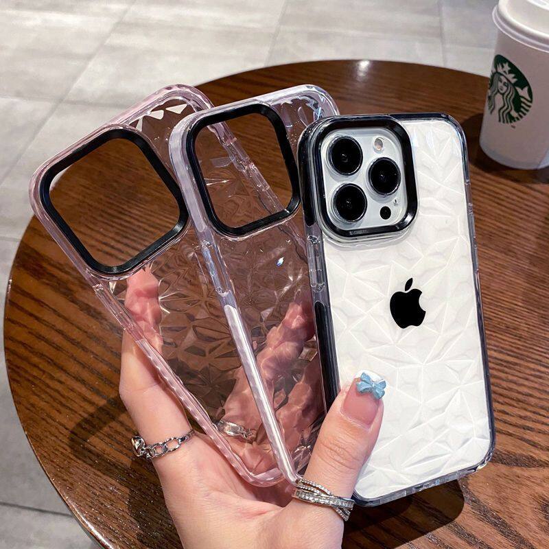 iPhone16Pro Max対応スマホケース｜透明スマホケース・新型・14・15・保護カバー・防落下・ダイヤモンド模様・ラグジュアリー|undefined