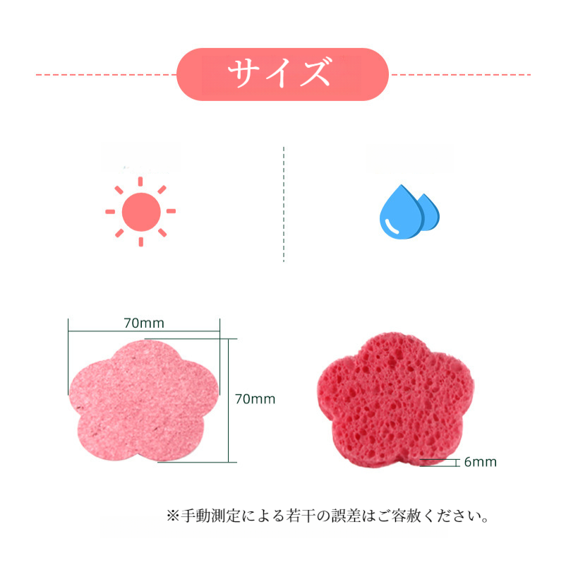 【10枚入】フェイシャルスポンジ｜コットン・洗顔パフ・圧縮・携帯便利・花形・スパニッシュ・クレンジング・スムーズな洗顔|undefined