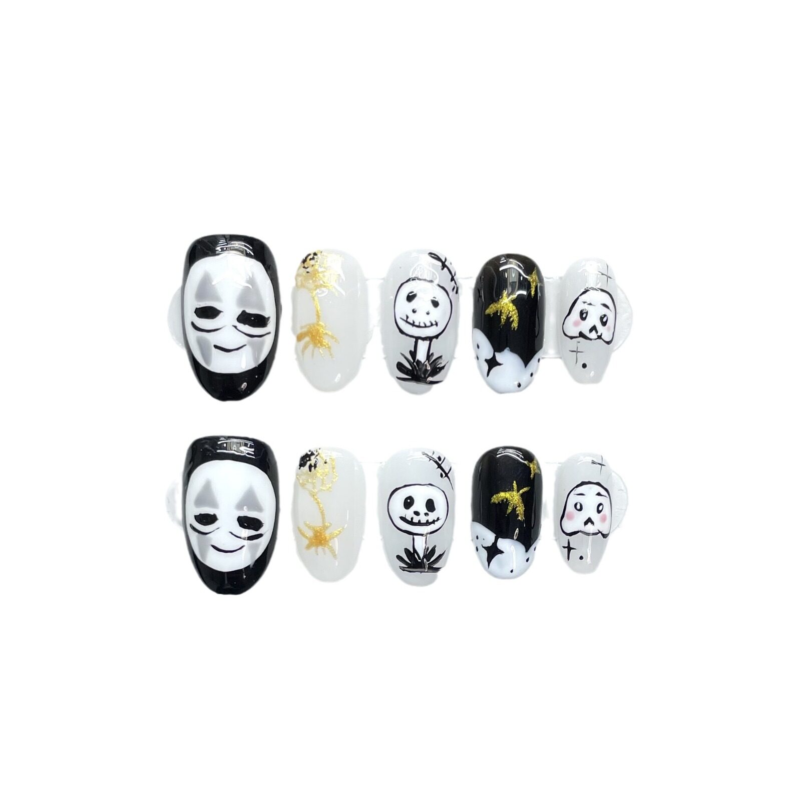 ネイルチップ｜手作り ・ハロウィーン・鬼・ハンドメイド・短い・可愛い・おもしろい・アニメ・無顔男・着用ネイル|undefined