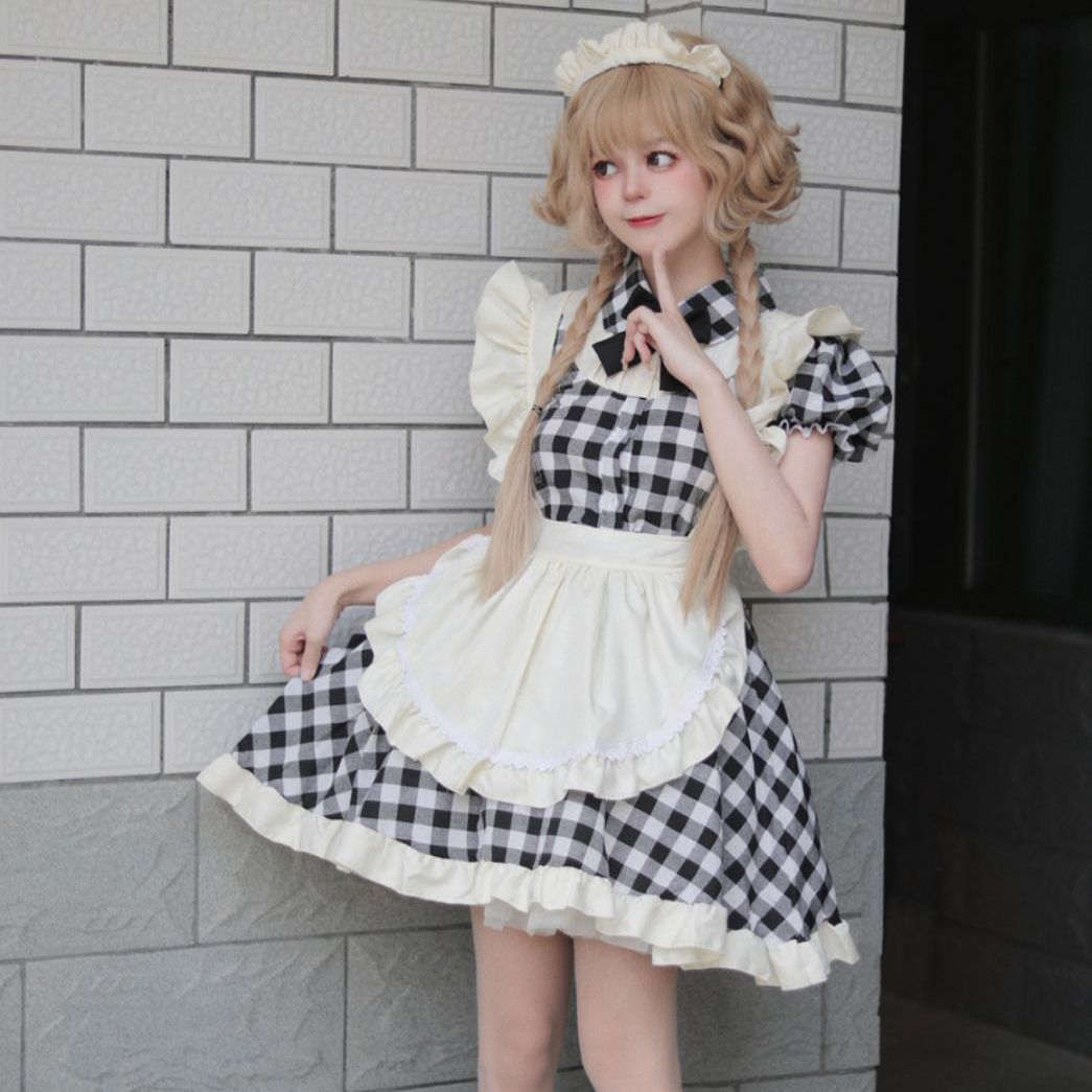 メイド服｜ハロウィン・イギリス風・ショート丈・チェック柄・コスプレ・二次元・大きいサイズ・ロリータ制服・かわいい・スタイル|undefined