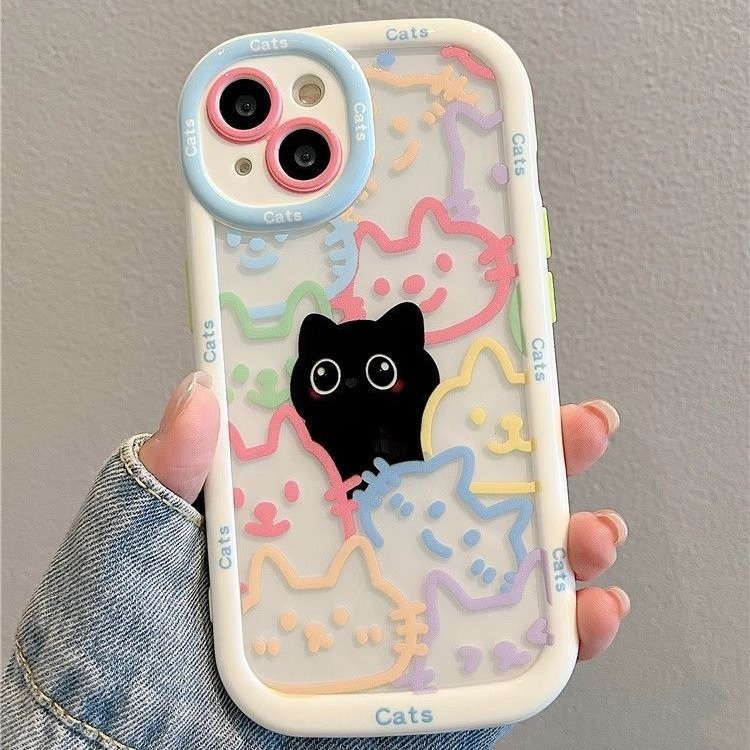 iPhone15/14ProMax・フルカバー黒い猫・スマホケース・潮流・かわいい|undefined