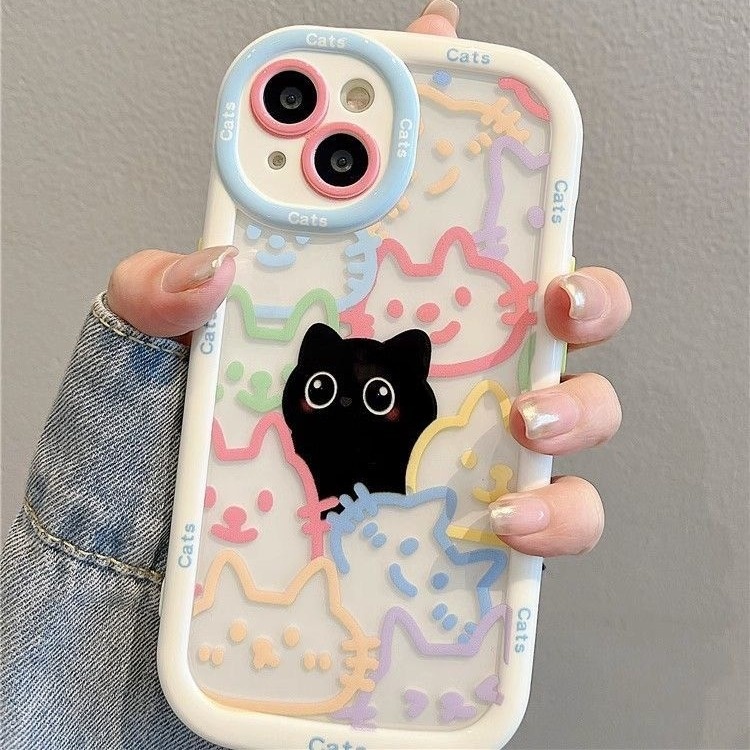 iPhone15/14ProMax・フルカバー黒い猫・スマホケース・潮流・かわいい|undefined