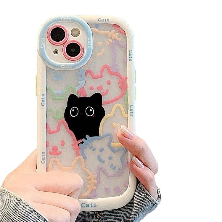 iPhone15/14ProMax・フルカバー黒い猫・スマホケース・潮流・かわいい|undefined