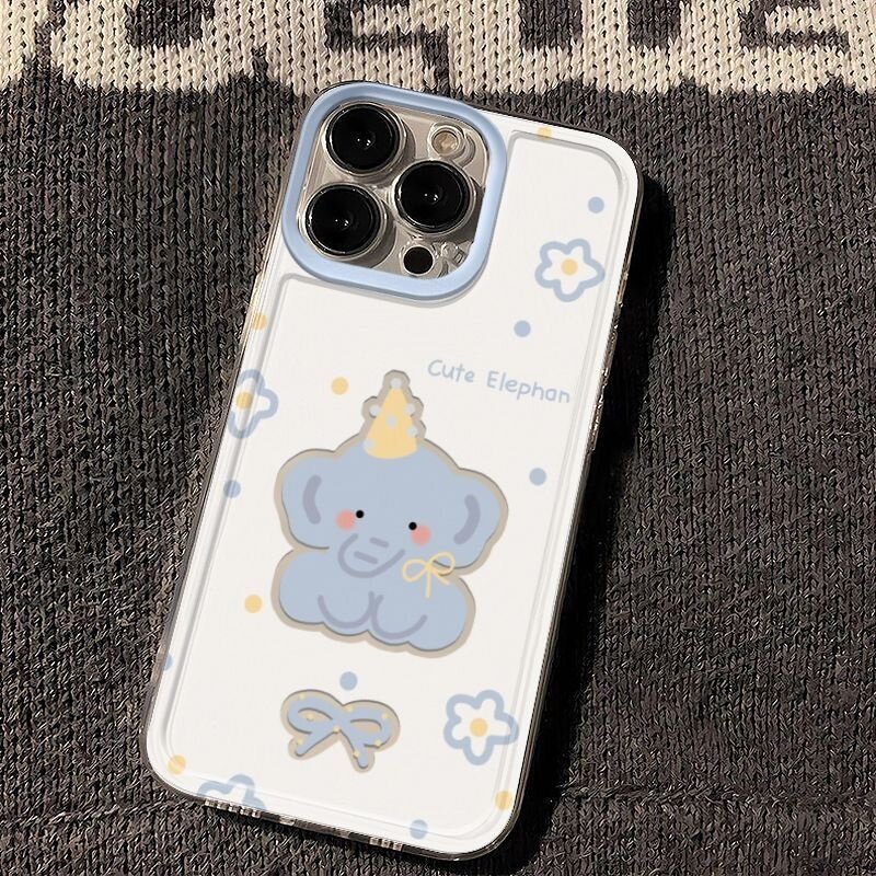 ブルー小象スマホケース｜iPhone15プロマックス・スマホケース・全包・ソフト・新型・対応・iPhone13・14・12・8P・11・XR・XS|undefined