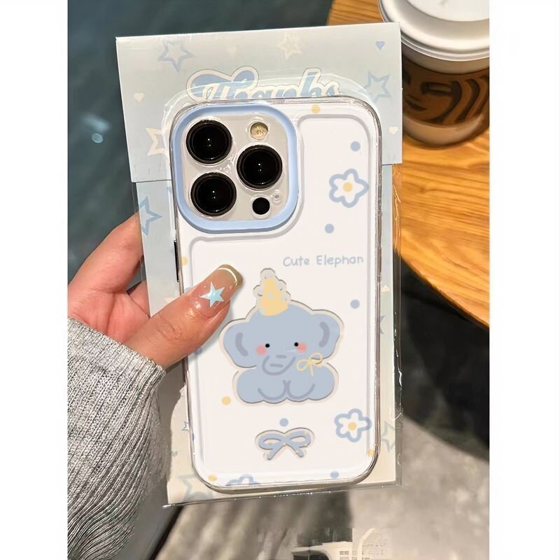 ブルー小象スマホケース｜iPhone15プロマックス・スマホケース・全包・ソフト・新型・対応・iPhone13・14・12・8P・11・XR・XS|undefined