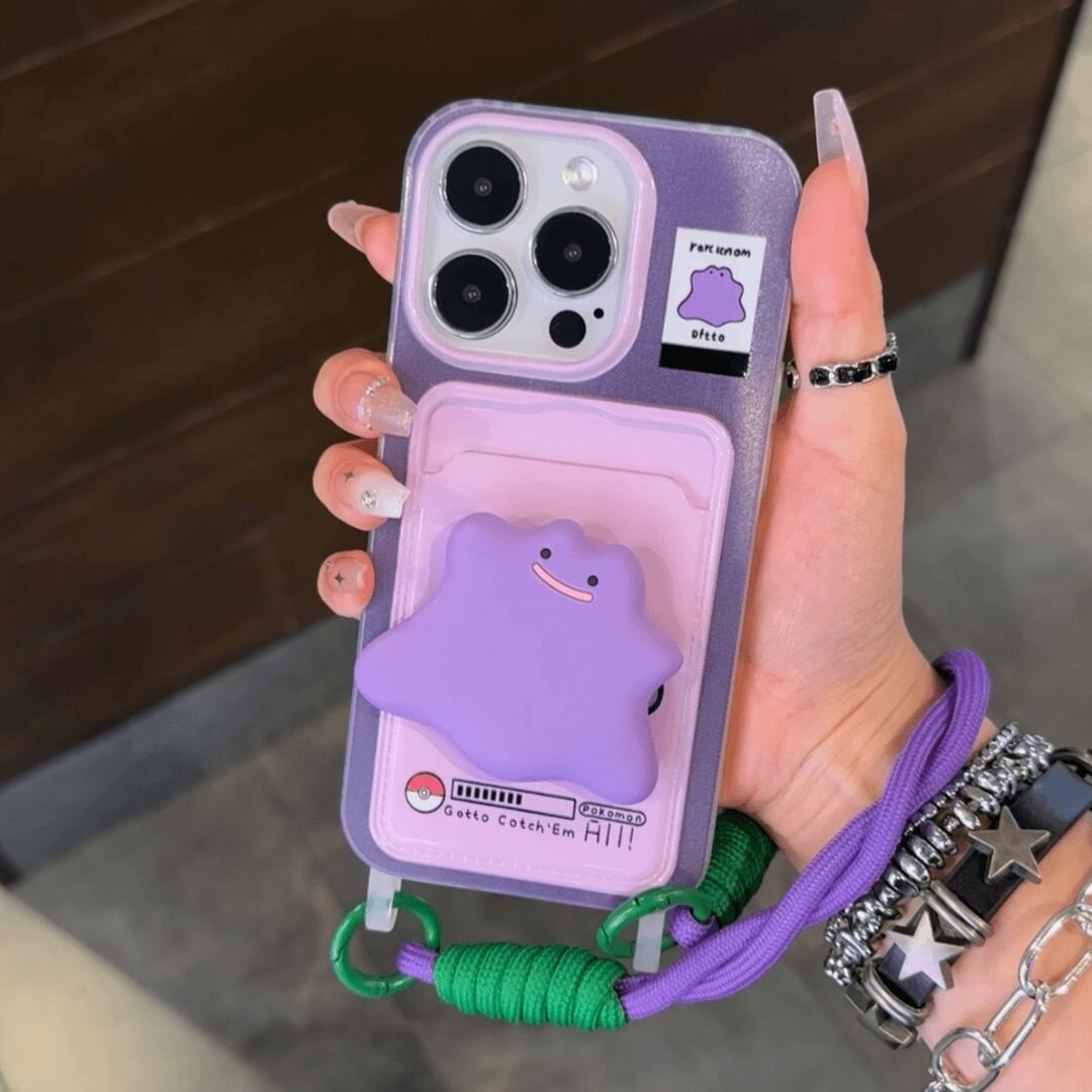 パープル精霊デザインスマホケース｜iPhone 15 Pro Max対応・iPhone 14 Plus/13 Mini対応・カードポケット付き|undefined