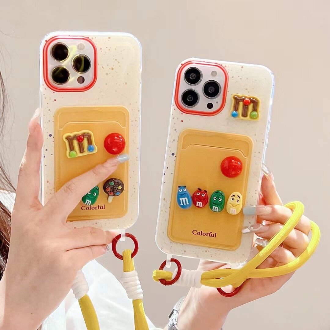 M豆カードケース｜iPhone13対応・Apple14新作・15 Pro Max・ストラップ付き・12対応・可愛い・おしゃれ・ユニーク|undefined