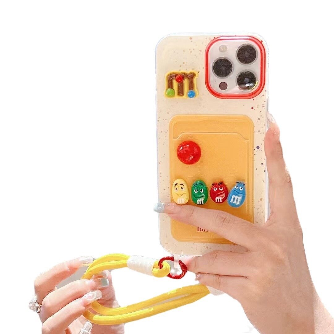 M豆カードケース｜iPhone13対応・Apple14新作・15 Pro Max・ストラップ付き・12対応・可愛い・おしゃれ・ユニーク|undefined