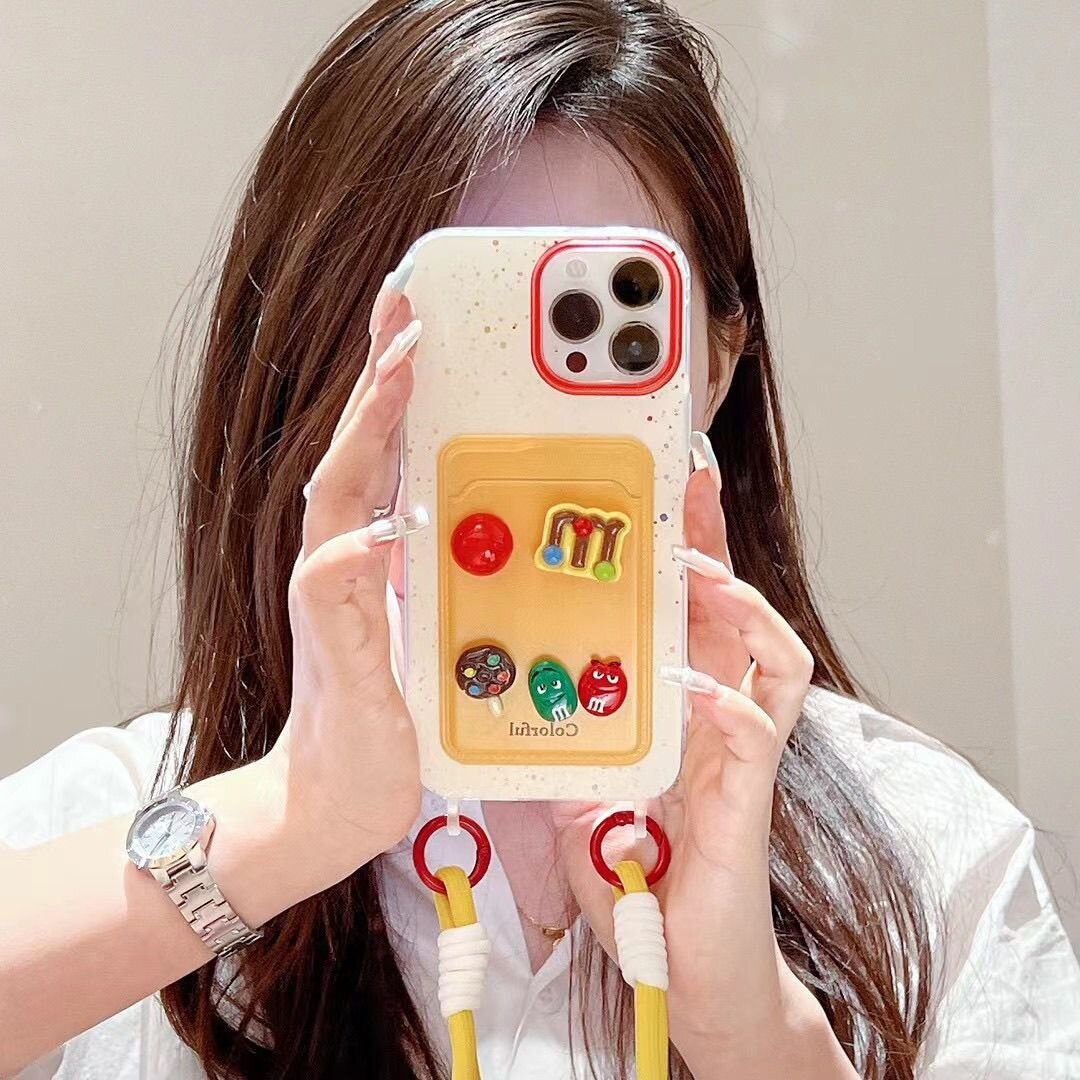 M豆カードケース｜iPhone13対応・Apple14新作・15 Pro Max・ストラップ付き・12対応・可愛い・おしゃれ・ユニーク|undefined