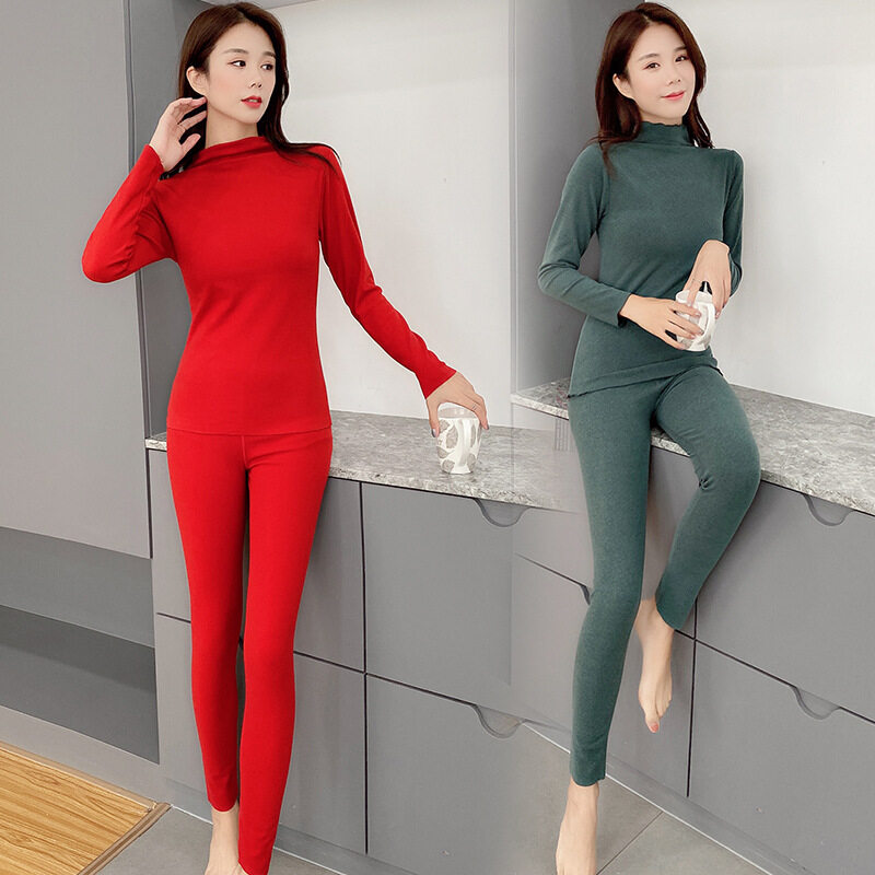 インナーセット｜シンプル・秋冬・暖かい・ハイネック・スリムフィット・無地・2点セット|undefined