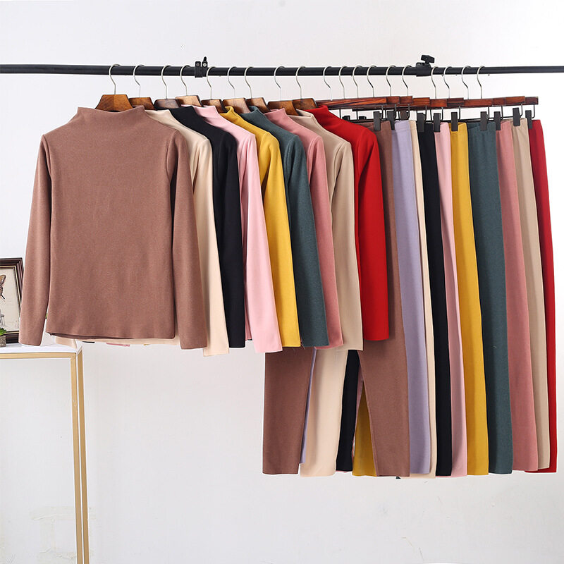 インナーセット｜シンプル・秋冬・暖かい・ハイネック・スリムフィット・無地・2点セット|undefined