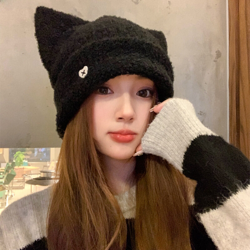 ニット帽｜カートゥーン・かわいい・猫耳・秋冬・保温・耳あて・ハート・フード|undefined