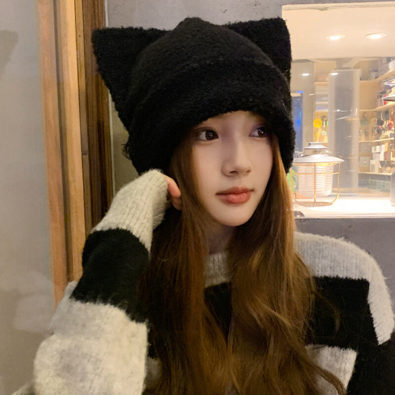 ニット帽｜カートゥーン・かわいい・猫耳・秋冬・保温・耳あて・ハート・フード|undefined