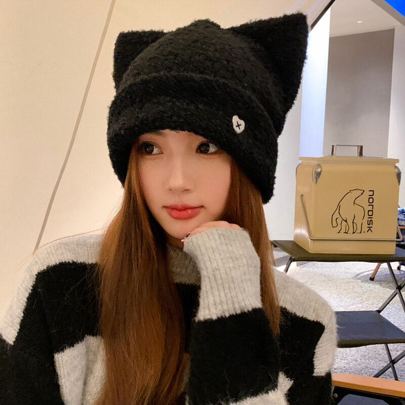 ニット帽｜カートゥーン・かわいい・猫耳・秋冬・保温・耳あて・ハート・フード|undefined
