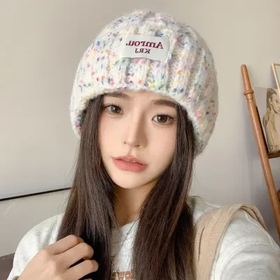 YOOYOOTOWN カラフルニット帽｜秋冬用・保温・ラウンドトップ・インスタ映え・小顔効果・毛糸帽・バケットハット