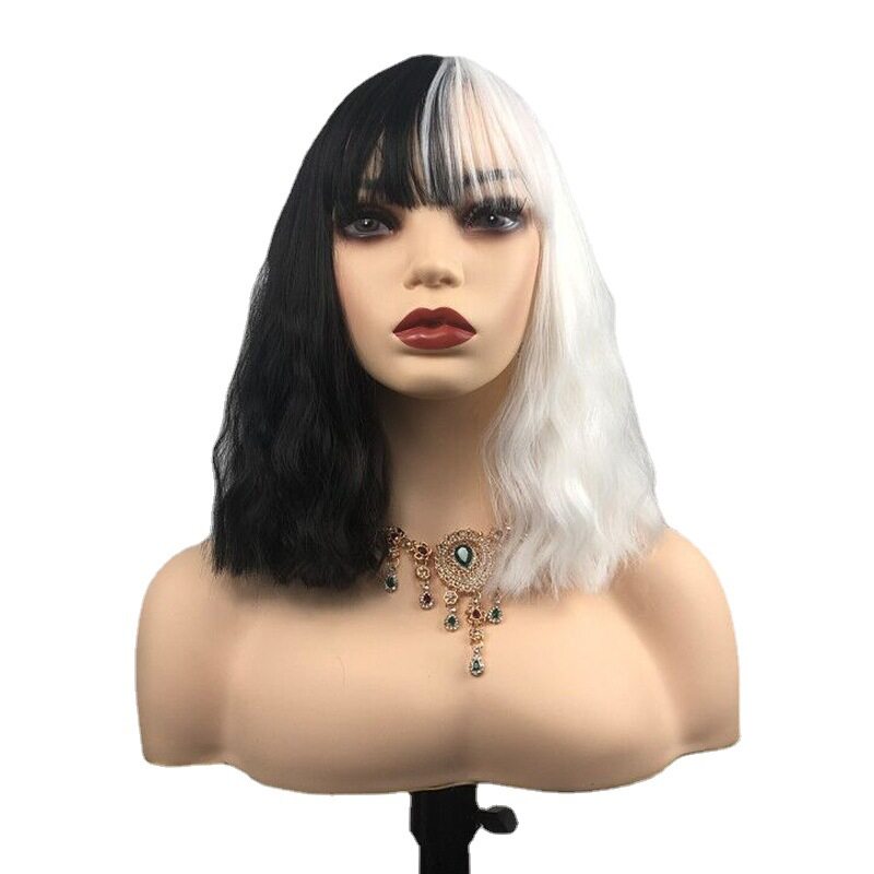 ウィッグ｜黒白・Cruella・クルエラ・魔女・コスプレ・ロング・カール・ハロウィン・ファッション・高級感|undefined