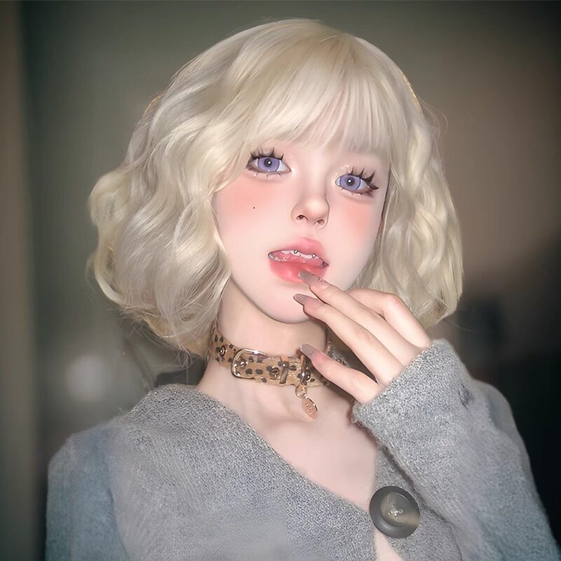 ウィッグ｜白金色・ショート・ロリータ・カール・ナチュラル・ウールカール・アイドルみたい・おしゃれ|undefined