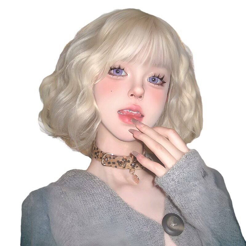 ウィッグ｜白金色・ショート・ロリータ・カール・ナチュラル・ウールカール・アイドルみたい・おしゃれ|undefined